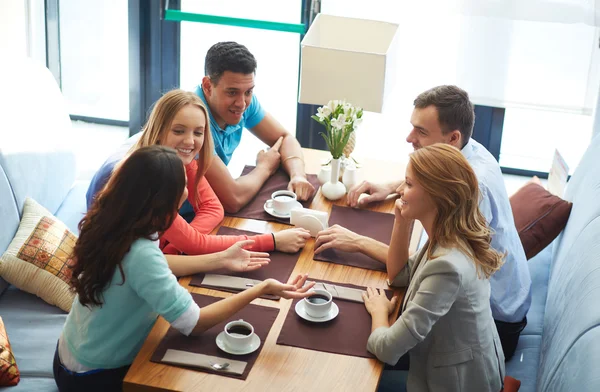 Friends Meeting at cafe — Stock Photo, Image