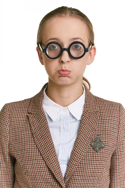 Unhappy Female nerd — Stock Photo, Image