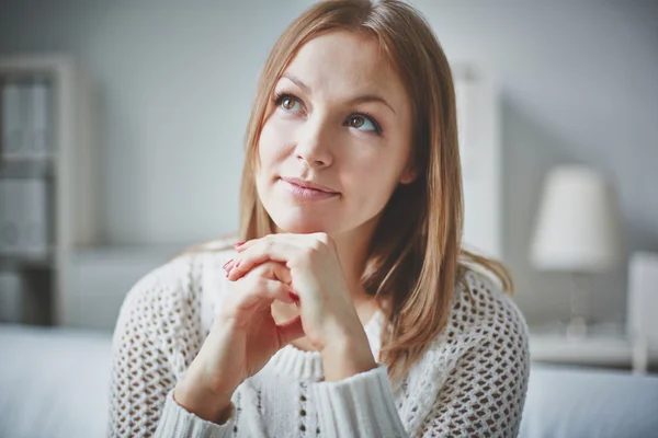 Young woman in knitted pullover — Stock Photo, Image