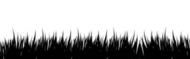 Çayırdaki yabani otlardan oluşan siyah siluetleri olan soyut bir arka plan. Vektör illüstrasyonu.