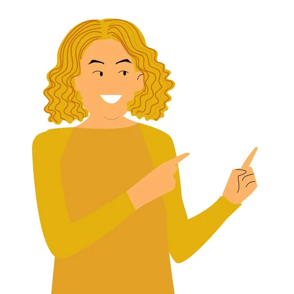 Girl Pointing Something Vector Illustration — Stock Vector