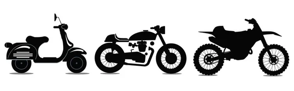 Conjunto Iconos Aislados Tema Motocicleta Color Negro — Vector de stock