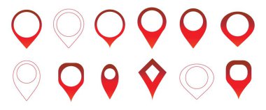 Basit Harita iğnesi. Harita İşaretleyici Simgesi Simgesi Ayarlandı. Modern harita işaretleyicileri. Konum Pinner İşareti. Harita Pin Place İşaretleyicisi. Konum Simgesi. Düz Biçim.