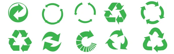 Reciclați Colecția Pictograme Setați Semne Reciclare Simbolul Reciclării Reciclării — Vector de stoc