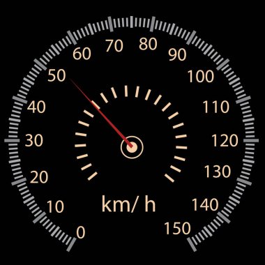 Arabanın hız göstergesi. Torpidoda hızlı hız. Takometre ve kilometrenin ölçeği. Araç tuşlu otomatik panel 