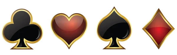 Casino Vektoranzüge Mit Goldenen Elementen Herz Karo Kreuz Pik — Stockvektor