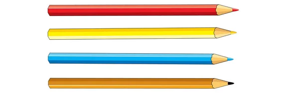 Краски Цветной Набор Карандашей Свободно Расположенных Вектор Белом Фоне — стоковый вектор