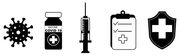 Aşı Simgesi Seti Aşı Aşısı Adım Adım Vektör Illüstrasyonu — Stok Vektör
