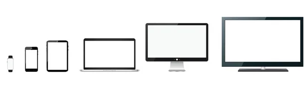 设备图标设置 设备收集智能手机 智能设备 平板电脑 笔记本电脑和台式计算机 — 图库矢量图片