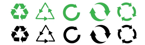 Recycle Sammlung Von Symbolen Stellen Sie Recycling Zeichen Recycling Symbol — Stockvektor