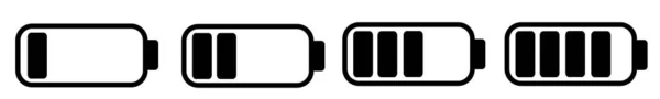 Batterijpictogrammen Verzamelen Smartphone Batterij Niveau Indicator Batterij Opladen Indicator Pictogram — Stockvector