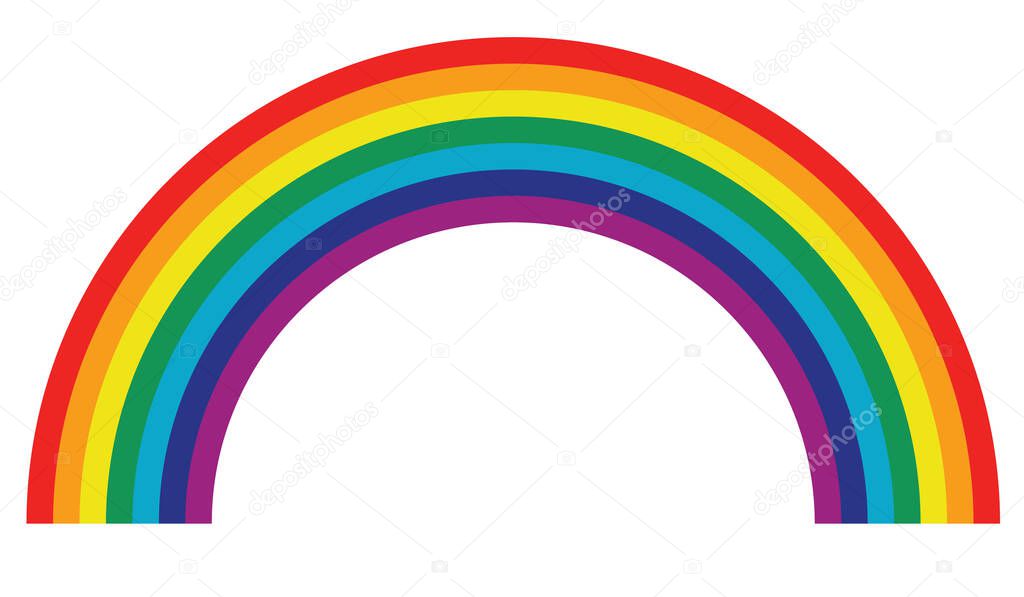Colorful rainbow icon. Classic rainbow. Red, orange, yellow, green, blue and purple colour