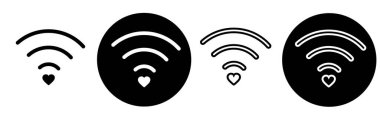 Karım ve kalbim. Amur Wi-Fi 'nin kablosuz yayını. Romantik duygulara uzaktan erişim. İnternet aşıkları. Wi-fi ikonu başka birine çekici geliyor. Sevgililer Günü için İllüstrasyon