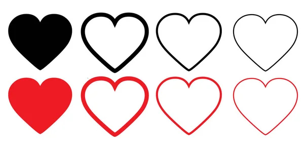 Ícones Cardíacos Símbolo Amor Logotipo Dia Dos Namorados Forma Coração — Vetor de Stock