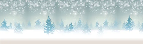 Blue Winter Landscape Fir Border Snow — Stock Vector