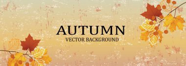 Sulu fırça desenli sonbahar arkaplan tasarımı, çiçek ve botanik yapraklar suluboya el çizimi. Duvar sanatları, düğün ve VIP davetiye kartı için soyut duvar kağıdı tasarımı. vektör eps10 