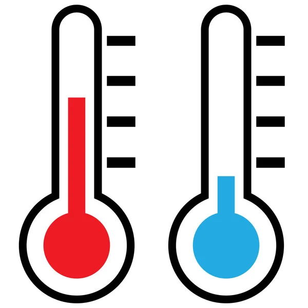 Iconos Gráficos Termómetros Con Baja Alta Temperatura Signos Clima Frío — Archivo Imágenes Vectoriales
