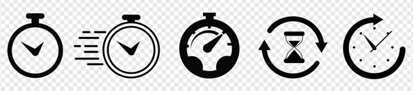 Timers Pictogram Ingesteld Transparante Achtergrond Stopwatch Symbool Countdown Timer Vector — Stockvector
