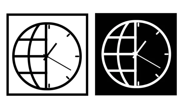 Welt Ikone Mit Uhr Vektorillustration — Stockvektor