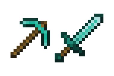 Pikselleştirilmiş Holografik Mavi Çelik Kılıç