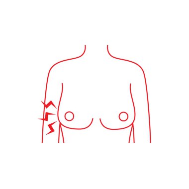 Göğüs kanseri farkındalığı ayı konsepti, göğüs kisti veya tümör muayenesi. Çizgi film tarzında vektör tıbbi illüstrasyon.