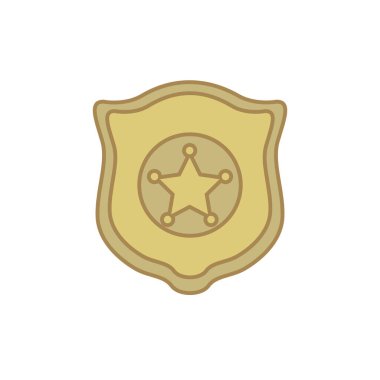 Polis Rozeti Kalkan Vektörü Amblemi Düz Tasarım Çizimi