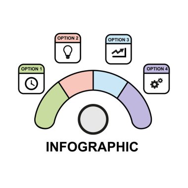 Verileriniz için yer alan bilgi tasarım şablonu. 4 aşamalı ya da seçenekli iş konsepti. Vektör illüstrasyonu.