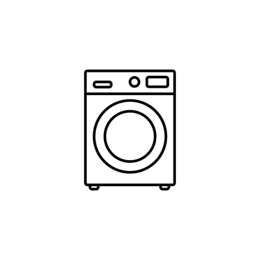 Çamaşır Makinesi Simgesi Çizgi Biçimi Vektör İllüstrasyonu