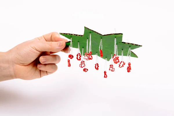 Step Step Instruction How Make Christmas Tree Green Cardboard Shape — Stock Photo, Image