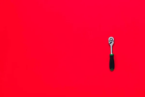 Ratchet End Heads Isolated Red Background Copy Space Shop Banner — Stock Photo, Image