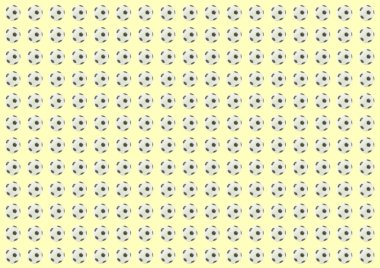 Arka planda sarı arka planda sürekli futbol ya da futbol topu desenleri var. Spor arkaplanı.