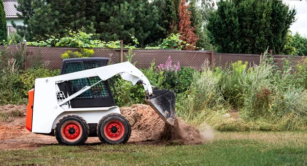 Carregador Skid Steer Limpa Local Para Construção Trabalho Terra Pela — Fotografia de Stock