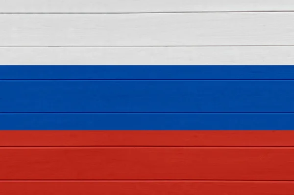 Russische Flagge Auf Hölzernem Hintergrund Kopierraum Textstelle Hintergrund Holzveredelung Material — Stockfoto