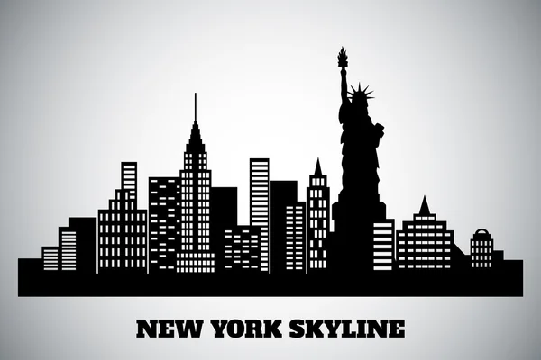 Skyline noir-blanc d'un New York — Image vectorielle