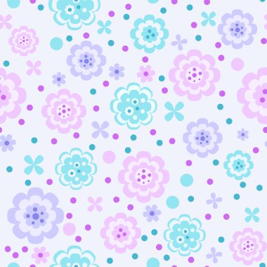 soyut çiçek ve yumuşak renkler, vektör çizim farklı noktalar ile basit seamless modeli