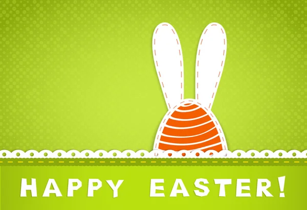 Šťastné Velikonoce Přání Součást Bunny Dlouhé Uši Retro Zelené Pozadí — Stockový vektor