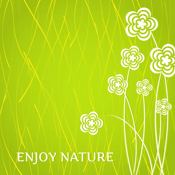 Fleurs Blanches Sur Fond Vert Dessin Dans Style Minimalisme Illustration — Image vectorielle