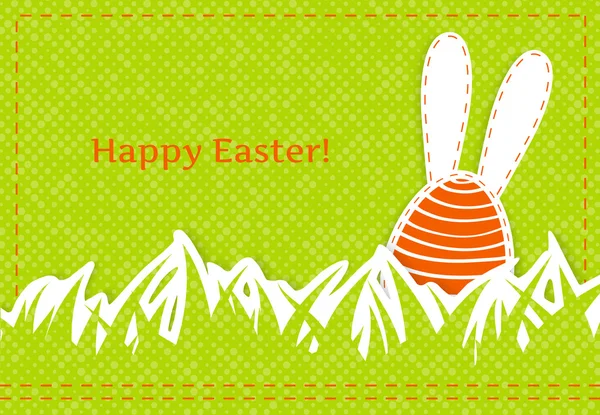 Kartkę Życzeniami Szczęśliwego Wielkanoc Część Bunny Długie Uszy Retro Zielone — Wektor stockowy
