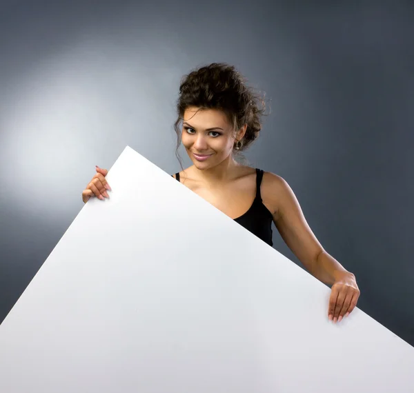 Menina com grande bandeira — Fotografia de Stock