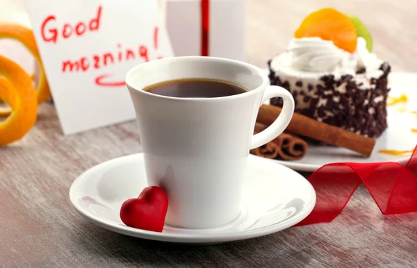 Coffee with red heart — Stock Photo, Image