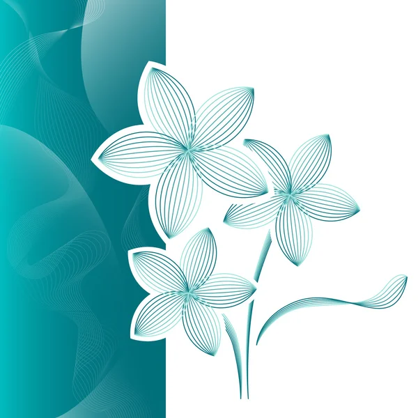 Květina pozdrav card modro zelená — Stockový vektor