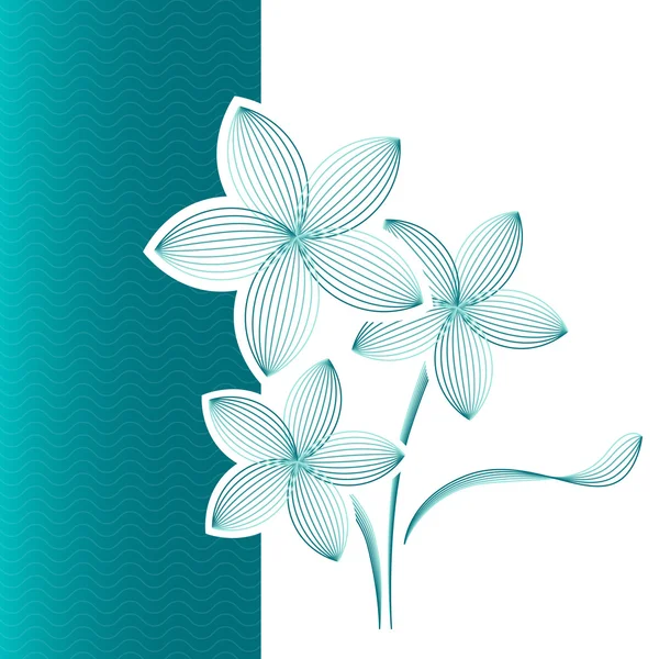 Carte de voeux fleur bleu-vert — Image vectorielle