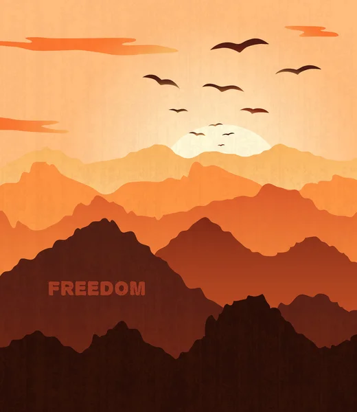 Scetch oiseaux coucher de soleil — Image vectorielle