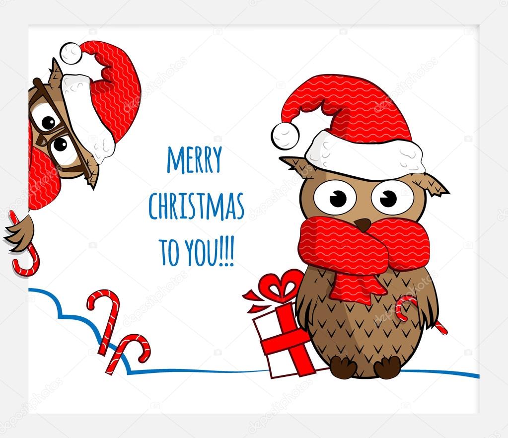 Two　by　christmas　©zaretskaya　owls　Stock　Vector　66397869