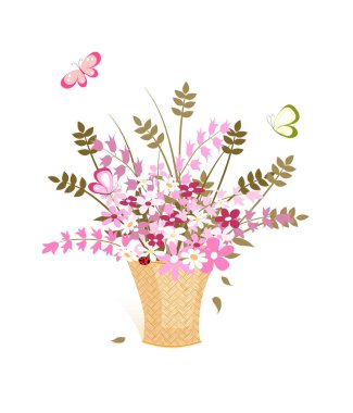 Sepette pembe çiçekler