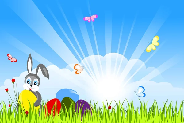 Cartão de Páscoa com coelho —  Vetores de Stock