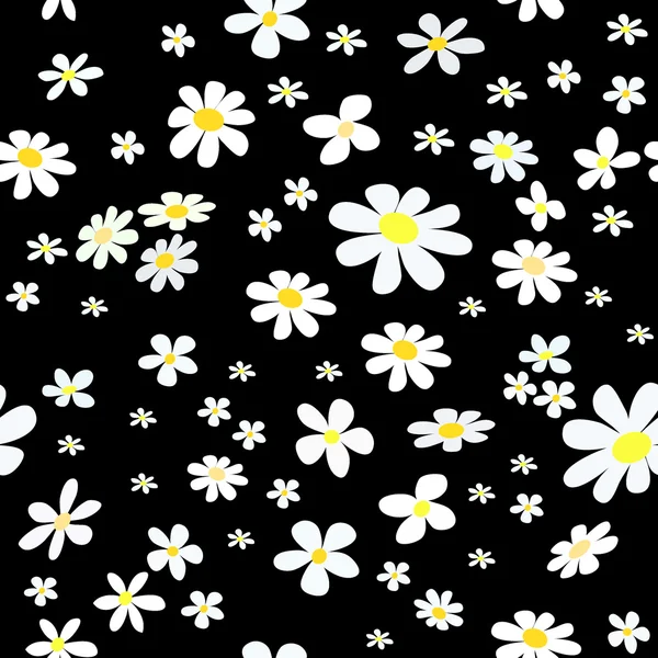 Chamomile on black — Stock Vector