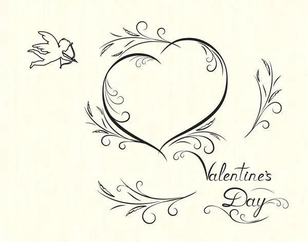 Cartão do dia dos namorados com coração vintage —  Vetores de Stock