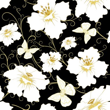 seamless with flower and butterfly