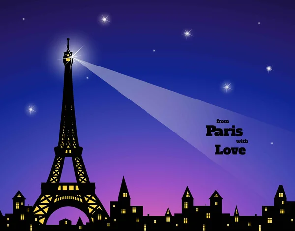Eiffel tower in night — Stock Vector